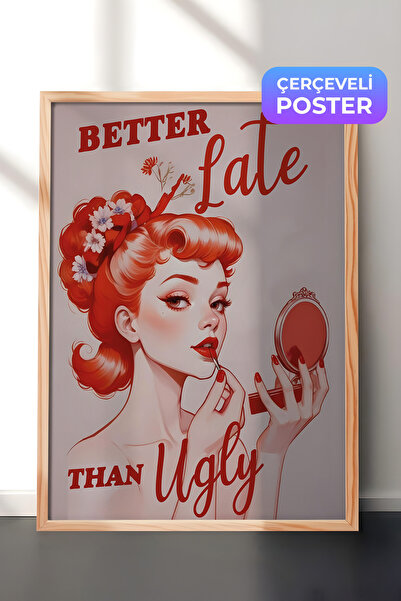 Postifull Slika u drvenom okviru, Bolje kasno nego ružno, Kuhinjska drvena sl...