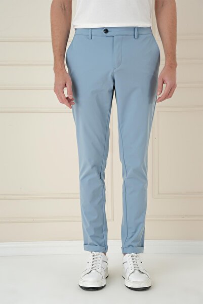 Efor Comfort Fit Beli Lastikli Esnek Casual Havacı Mavi Pantolon P 1173