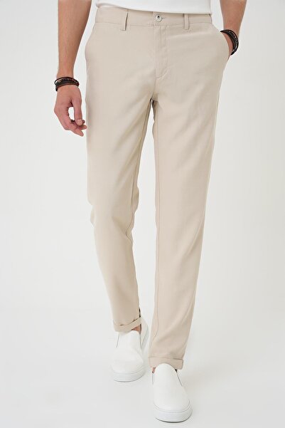 Efor Comfort Beli Lastikli Rayon Karışımlı Krem Jogger Pantolon P 1194