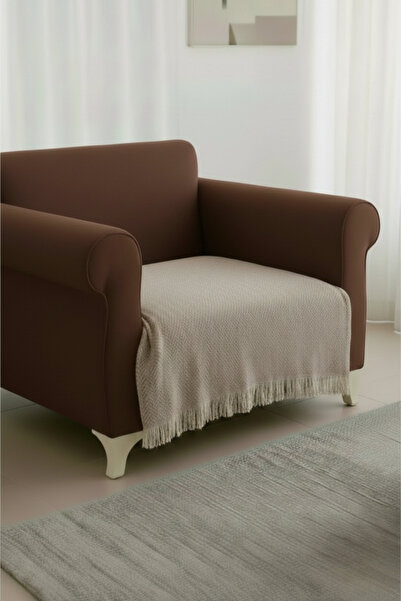 Senpai NaturaLux Cotton Bohemian Sofa Seat-Covering Sofa Bed Armchair Cover Throw | 100x210 Beige