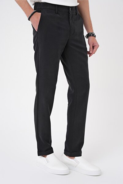Efor Comfort Beli Lastikli Rayon Karışımlı Siyah Jogger Pantolon P 1194