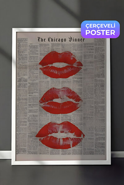 Postifull Pictură cu cadru alb, Kisses for the newspaper, Pictură de perete p...