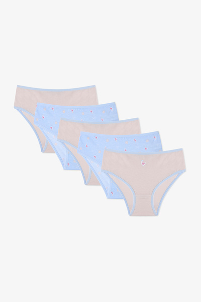 Penti Girl's Chicken Floral Patterned Cotton 5-Piece Panties