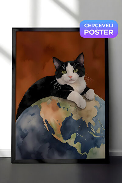 Postifull Slika u crnom okviru, Crna mačka na svetu, Serija komfora, kuhinjsk...
