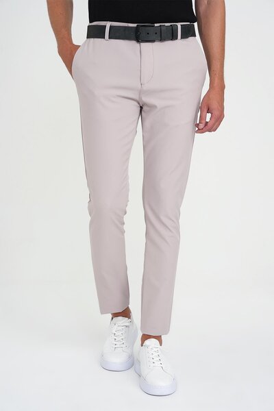 Efor Slim Fit Yan Cepli Esnek Düz Koyu Vizon Pamuk Pantolon P 1197