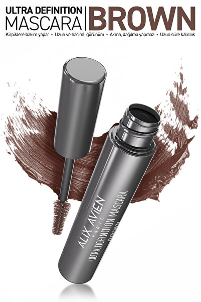 Alix Avien Dolgun Kirpik, Kıvrım ve Hacim Verici Kalıcı Etkili Kahverengi Mas...