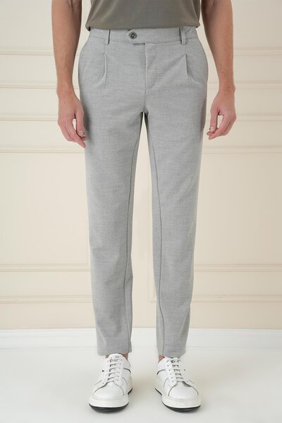 Efor Comfort Fit Waffle Textured Elastic Waist Pleated Gray Jogger Pants P 1174