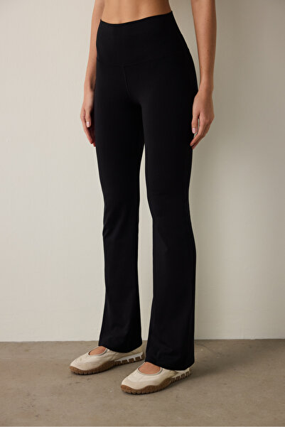 Penti Black High Waist Slim Fit Modal Spanish Leg Sweatpants