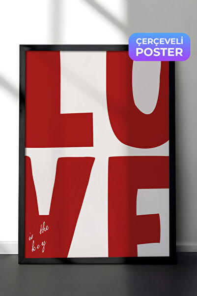 Postifull Siyah Çerçeveli Tablo, love, Comfort Serisi Mutfak Duvar Tablosu, N...