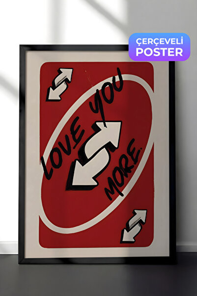 Postifull Siyah Çerçeveli Tablo, Love You More, Comfort Serisi Mutfak Duvar T...