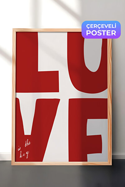 Postifull Ahşap Çerçeveli Tablo, love, Comfort Serisi Mutfak Ahşap Tablo, NO:...