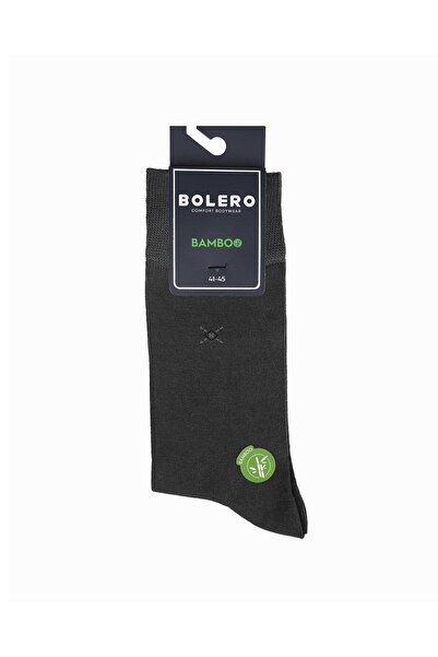 Bolero Erkek Premium Dikişsiz Bambu Çorap Füme Çarpı Desen