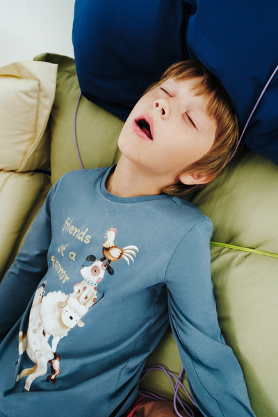 Penti Boys' Farm Friends Cow Pattern Cotton Long Sleeve 2-Piece Pajama Set