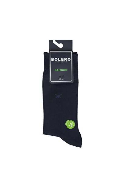 Bolero Erkek Premium Dikişsiz Bambu Çorap Lacivert Çarpı Desen