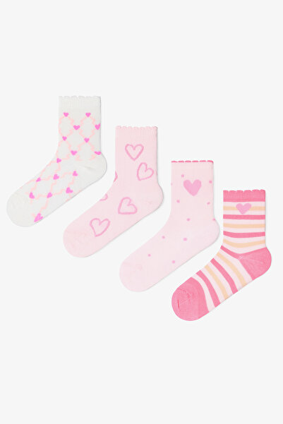 Penti Kız Çocuk Kalp Desenli 4'lü Soket Çorap