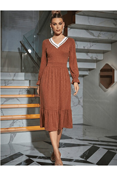 Avones Tricotaj pentru femei, cu decolteu în V, cu mânecă lungă, din lână, di...