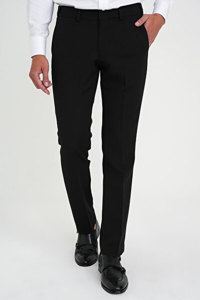 Efor Comfort Fit Beli Lastikli Esnek Siyah Pantolon P 1169
