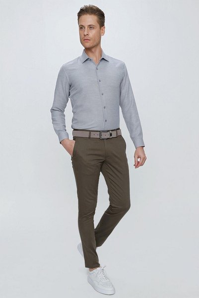 Efor Men's slim fit cotton chino earth brown trousers p 1112