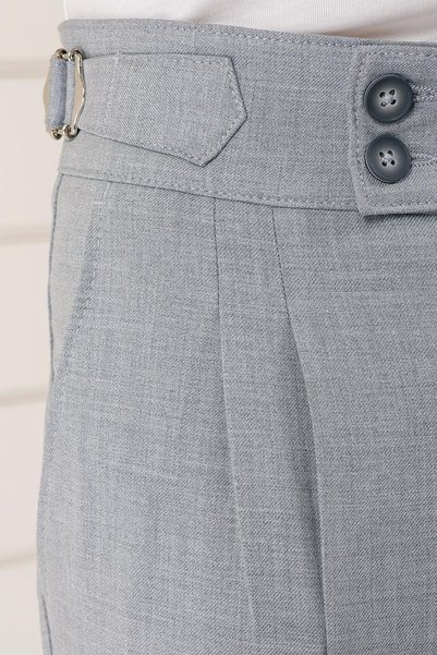Efor Comfort Fit Double Pleated Side Buckle High Waist Casual Gray Trousers P 1153