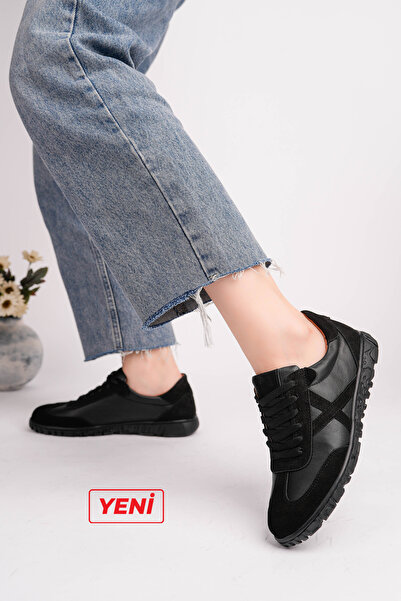 Deripabuc Genuine Leather Black Women's Anatomical Leather Casual Shoes Dp79-...