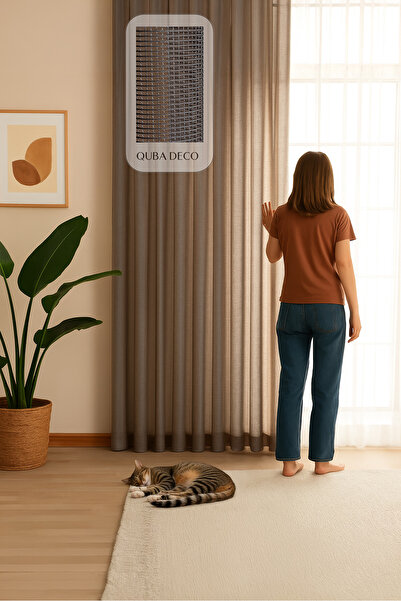 QUBA DECO Dökümlü Dayanıklı Dekoratif Gramajlı Tül Perde Pile Mutfak Salon Ya...