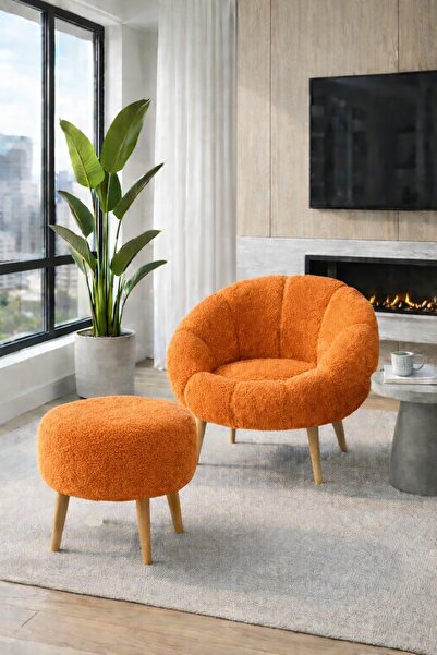 arge demo Daisy Tekli Koltuk Berjer Wellsoft Turuncu Renk (SALON,BALKON) PAPA...