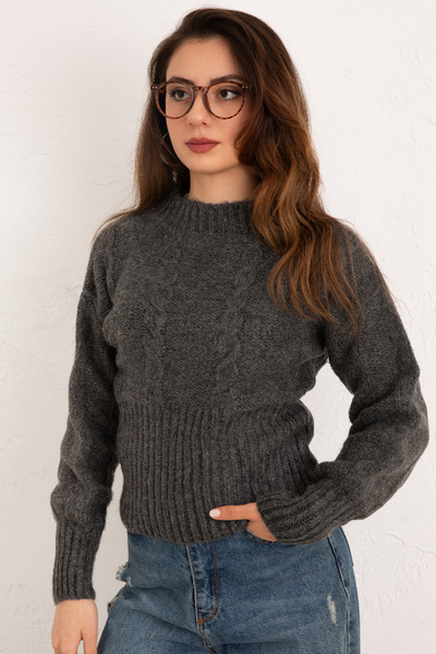 Salih Çelebi Ribana Knitted Sweater 0174 - Anthracite