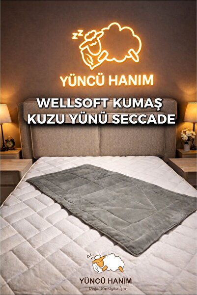 Yüncü Hanım %100 Yün Dolgulu, Gri Renkli Welsoft Yüzey 70 X 110 Cm Ebat Seccade