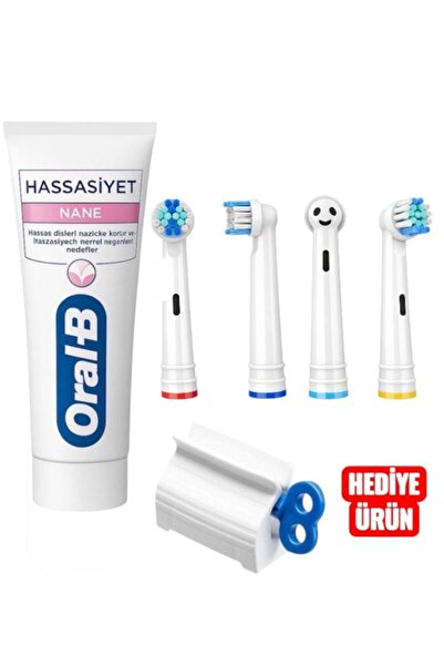 Oral-B Oral B Diş Macunu Şarjlı Ve Pilli Diş Fırçası Uyumlu Muadil 4 Adet Yed...