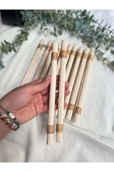 kumru by saadet & fatma Rattan Özel Tasarım 1 Adet Naturel Rattan Uzun Kulp 1...