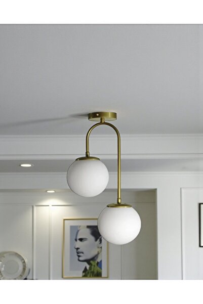 OSC HOME AYDINLATMA TASARIM SPOR AVİZE 2Lİ CAMLI PLAFONYER BEYAZ