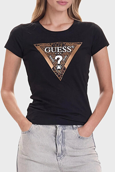 Guess Tricou negru slim fit pentru femei Leo W5BI28J1314-JBLK