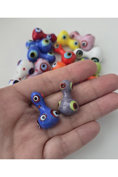 kırıkboncuk El Yapımı Murano Dikey Delikli Cam Boncuk Su Kabağı Figür 1 Adet Renk Asorti