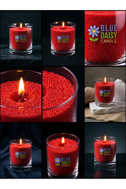 BlueDaisyCandle 1 Kg KIRMIZI renkli GUAVA kokulu Inci Tozu Mum ( 25 Adet 20 Cm Fitil Ile ) Toz Mum , Kum Mum