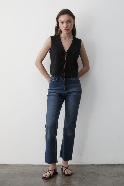 JASTE Kadın Yüksek Bel Jean Pantolon TİNT MAVİ