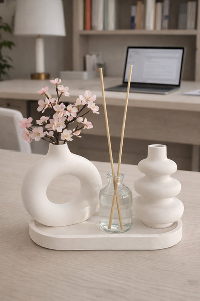 VANTES Dekoratif Vazo Oda Kokusu Set 3lü Obje-biblo-oda Kokusu Japon Kirazı (ÇİÇEK DAHİL DEGİLDİR)