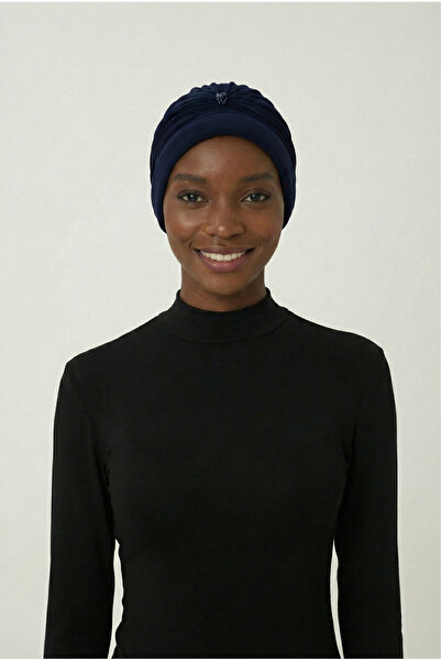 fidan bone Incili - Inci Işlemeli Lacivert Hazır Türban Tesettür Bone Medikal...