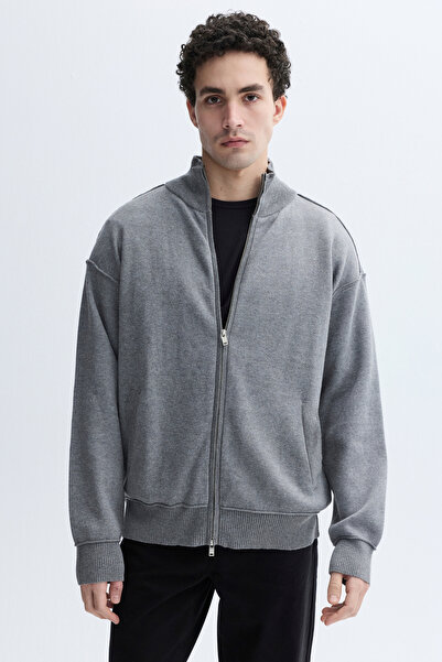 Mudo سترة فضفاضة بياقة قائمة وسحاب