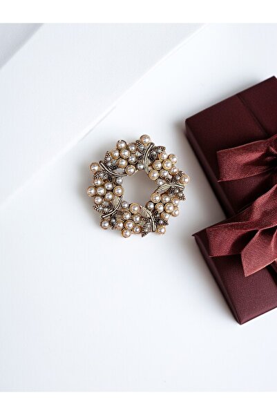 FAYRA ACCESSORIES İncili Çelenk Broş