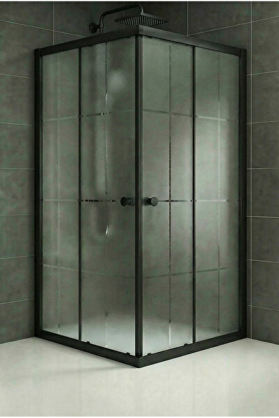 Durul Duşakabin Kare Siyah Kumlama Karomat Desen Cam