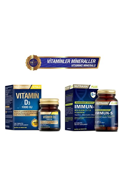 Nutraxin Bağışıklık Güçlendirici D3 Vitamini 120 Tablet + Immun-s 60 Tablet