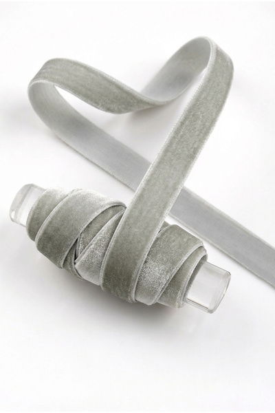 ZEYMERADE Gray Velvet Ribbon 1cm 5m, Bride, Groom, Bohça (a Type of Gift), En...