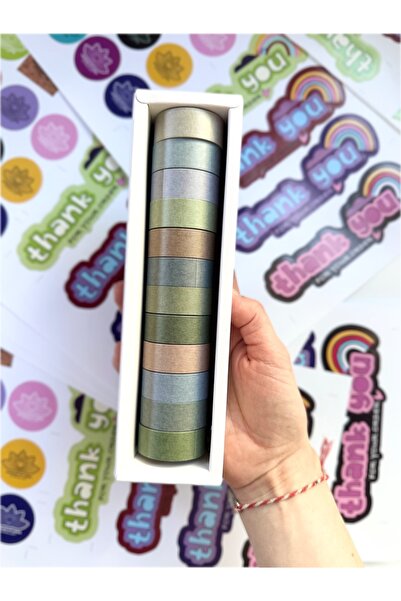 Padme studio 12’li Washi Bant/Dekoratif Kağıt Bant | Soft Renkler(15mmX3m)