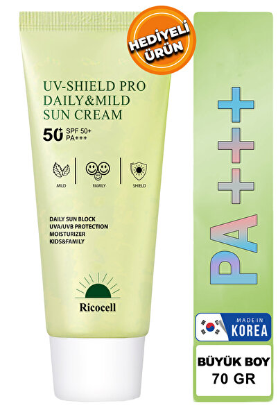 RİCOCELL واقي شمسي مهدئ ومرطب بعامل حماية من الشمس 50 Pa مع شاي أخضر كوري