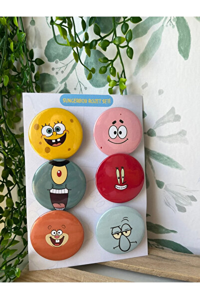 Rozet Süngerbob Kare pantolon 6'lı Rozet Seti