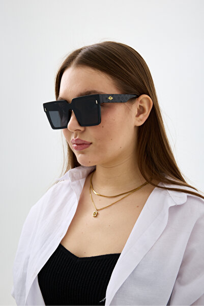 Chunky Frame Fiores Black New Season Vintage Popular Luxury Square Women's Su...