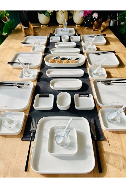 CASA DE BELLA Modern 39 Parça 6 Kişilik Porselen Kahvaltı Takımı