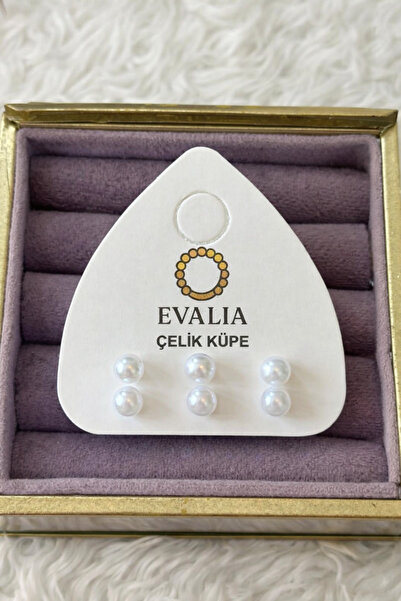Evalia Takı 6 Adet 2Mm İnci Top Çelik Küpe