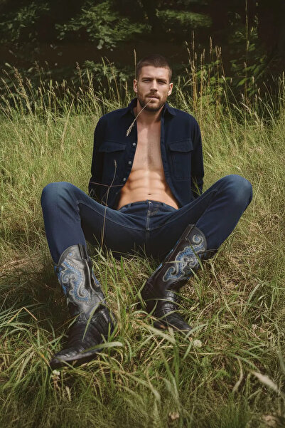 BANNY JEANS Pánska oversize džínsová košeľa tmavomodrá