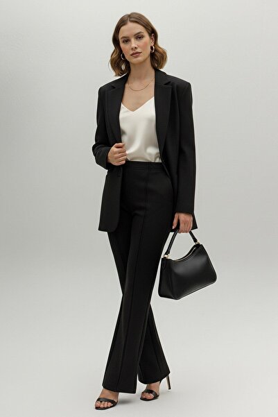 Puane Pantaloni de damă cu cusături - 18268PNT - NEGRU